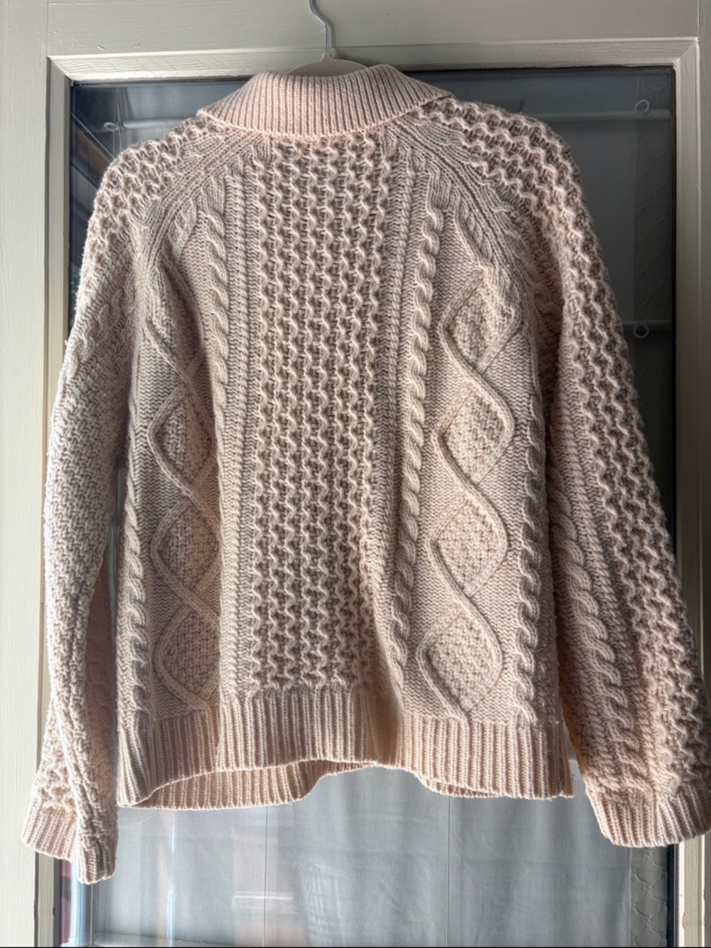 FRANCIS VALENTINE Chunky Cable Knit Button-Up Sweater Cardigan - Cream - Picture 13 of 17